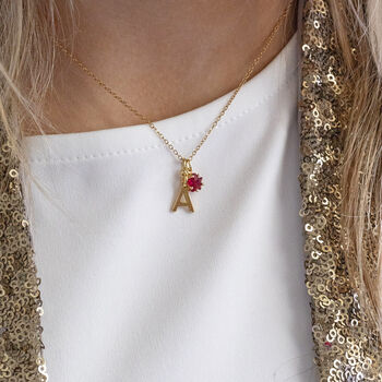 Gold Plated Initial And Birthstone Star Necklace, 2 of 9