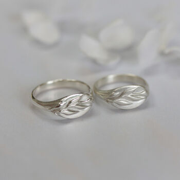 Silver Olive Branch Signet Ring, 6 of 9