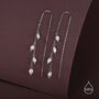 Sterling Silver Genuine Fresh Water Pearl Cascade U Shape Threader Earrings, thumbnail 2 of 10