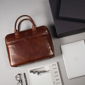 Personalised Leather Briefcase Bag For Men 'Calvino', 12 of 12