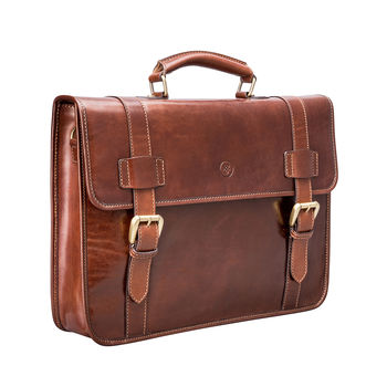 Mens Leather Backpack Briefcase. 'The Micheli', 6 of 12
