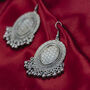 Silver Plated Victorian Oval Dangle Ghungroo Earring, thumbnail 8 of 8