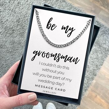 Chunky Silver Groomsman Gift Necklace Be My Groomsman, 6 of 6