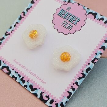 Glitter Fried Egg Resin Studs, 4 of 4