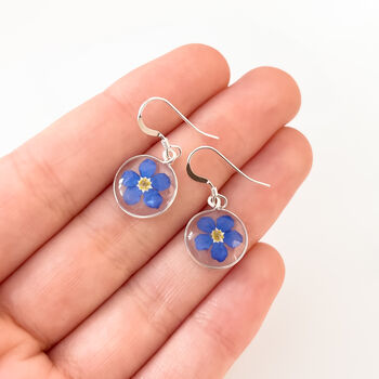 Sterling Silver Forget Me Not Dangle Earrings, 4 of 4