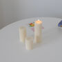 Neutral Ribbed Pillar Candle, thumbnail 5 of 6
