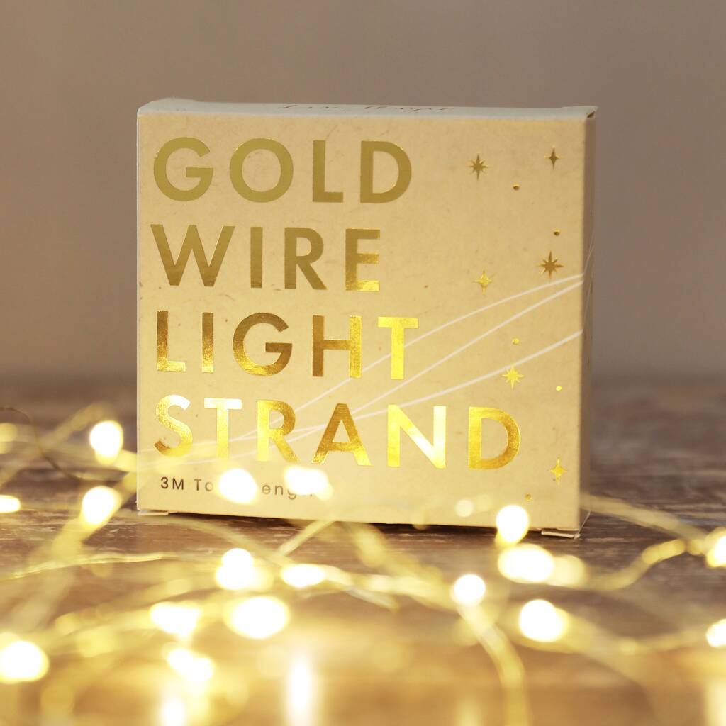 30 Battery Powered LED Gold Wire String Lights, 1 of 4