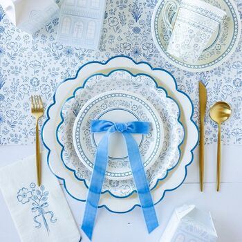 Pembroke Cream And Blue Edge Large Paper Plates X Eight, 4 of 4