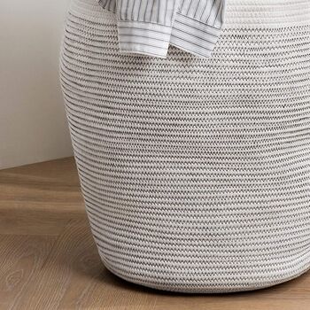 105 L Grey Cotton Rope Woven Storage Basket, 5 of 7