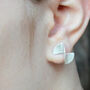 'Bauhaus' Handmade Brushed Silver Stud Earrings, thumbnail 9 of 9