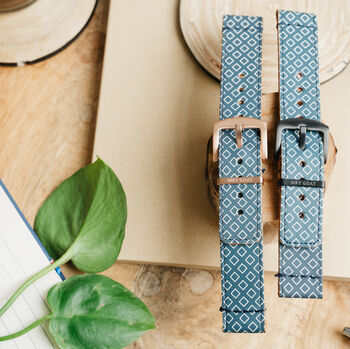 'Navy Tie' Leather Smartwatch Strap; Handmade Band, 5 of 9
