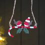 Robins On A Candy Cane Hanging Christmas Decoration, thumbnail 2 of 2