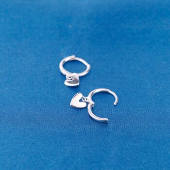 Heart Earrings, 925 Sterling Silver Hoops, 5 of 8