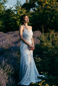 Ivory Macramé Lace Boho Wedding Dress With Open Back And Train, 9 of 12