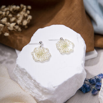 Queen Anne Lace Flower Dangle Stud Earrings, 3 of 5