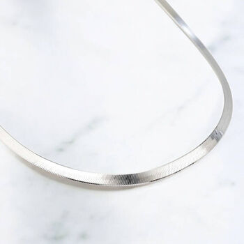Sterling Silver Wide Triple Herringbone Chain Necklace, 2 of 7