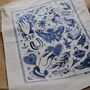 Traditional Tattoo Navy Blue Screen Printed Tea Towel, thumbnail 7 of 7