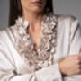 Constance Champagne Ruffle Silk Satin Evening Blouse, thumbnail 4 of 4