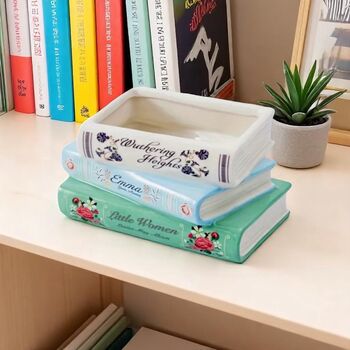 Jane Austen Stacked Book Lovers Ceramic Planter, 7 of 7