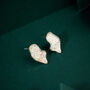 Irregular Shaped Matt Silver Stud Earrings, thumbnail 3 of 3
