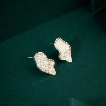Irregular Shaped Matt Silver Stud Earrings, 3 of 3
