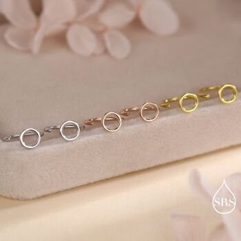 Tiny Circle Huggie Hoop Earrings In Sterling Silver, 6 of 11