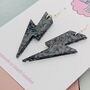 Large Black Lightning Bolt Earrings / Rocker Chick Statement Bold Stage Jewellery / Gothic Statement Earrings Dark Alternative Aesthetic, thumbnail 4 of 4