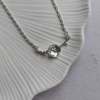 Dainty Meadow Flower And Bud Necklace 925 Silver, 4 of 9