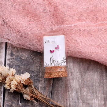 Terrarium Bottle 'With Love' Ruby Heart Earrings, 4 of 5