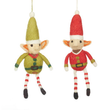 Handmade Needle Felt Christmas Elf Decoration, 2 of 12