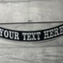 Large 29cm Bottom Arched Rocker One Line Personalised Text Embroidered Fabric Iron On Patch, thumbnail 2 of 6