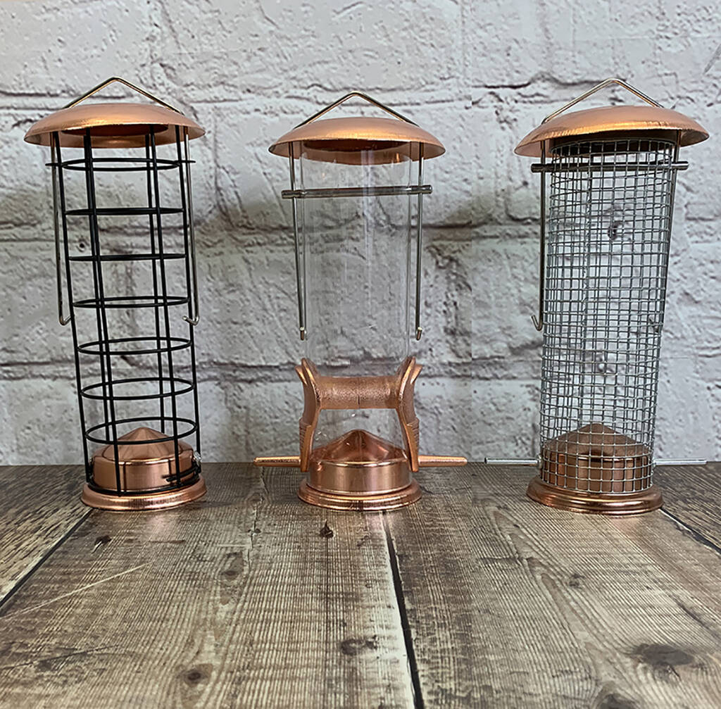Bird Feeding Station With Three Copper Style Feeders By Garden Selections