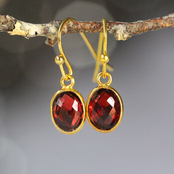 Red Garnet Earrings In Gold, January Birthstone Gift, 7 of 10