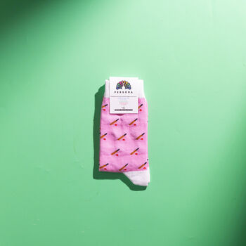 Persona Bold Colourful Mens Socks, Egyptian Cotton, Soft, Durable And Breathable Novelty Socks, Cricket Pattern, Gift For Him, 3 of 5