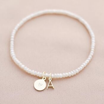 Freshwater Pearl Letter And Disc Charm Bracelet, 4 of 10