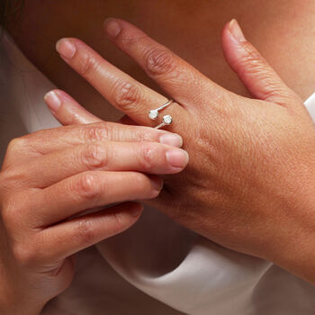 Sterling Silver And Dual Moonstone Adjustable Ring, 3 of 5