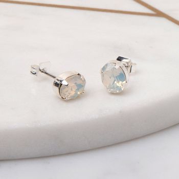 Small Oval Earrings Made With Swarovski Crystals, 3 of 12