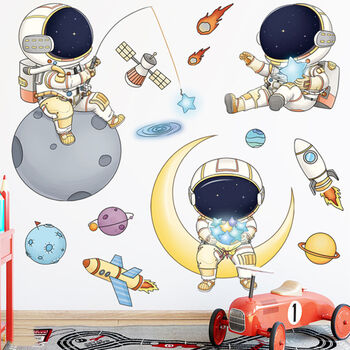 Cartoon Spaceman, Space Dog, Boy’s Wall Decal Stickers, 2 of 6