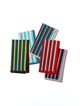 Block Stripe Napkins Set Of Two: Cyan/Russet, 3 of 7