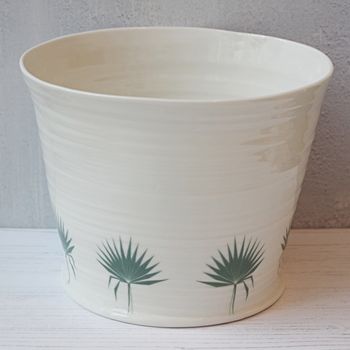 Hand Thrown Porcelain Palm Design Indoor Plant Pot, 3 of 6