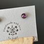 Pink Sparkly Fused Glass Sterling Silver Stud Earrings, thumbnail 2 of 10