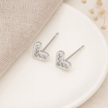 Sterling Silver Cz Heart Stud Earrings – 5mm, 4 of 9