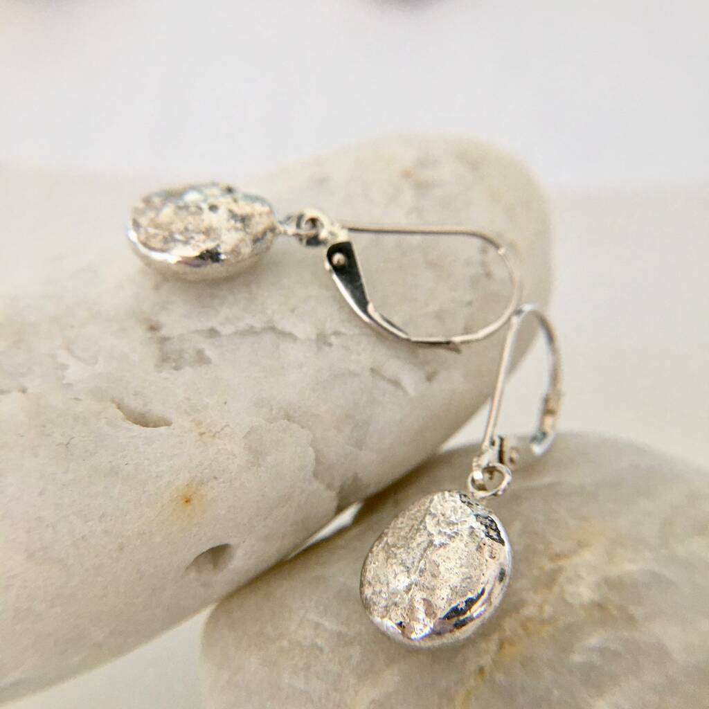 Silver Handmade Molten Earrings By Anna Opher | notonthehighstreet.com