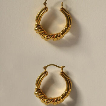 Chunky 14 K Gold Or Silver Twisted Hoop Earrings, 5 of 6