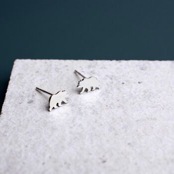 Sterling Silver Bear Stud Earrings, 5 of 7