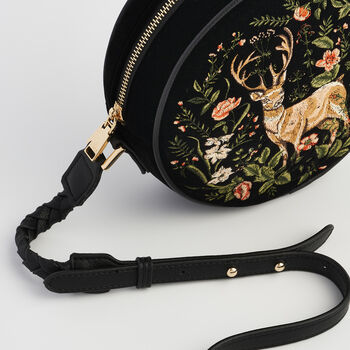 Aurora Fawn Embroidered Black Circle Bag, 7 of 7