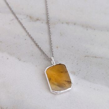 The Rectangle Citrine Necklace, Silver, 3 of 10