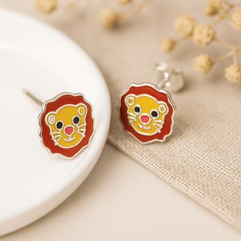 Sterling Silver Lion Stud Earrings – 8mm, 2 of 4
