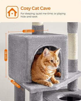 Cat Tree 155 Cm Plush Multi Level Cat Condo Light Grey, 5 of 7