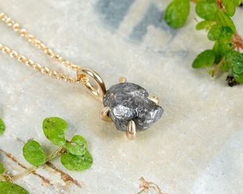 Rough Black Diamond Necklace In 14k Yellow Gold, 2 of 4